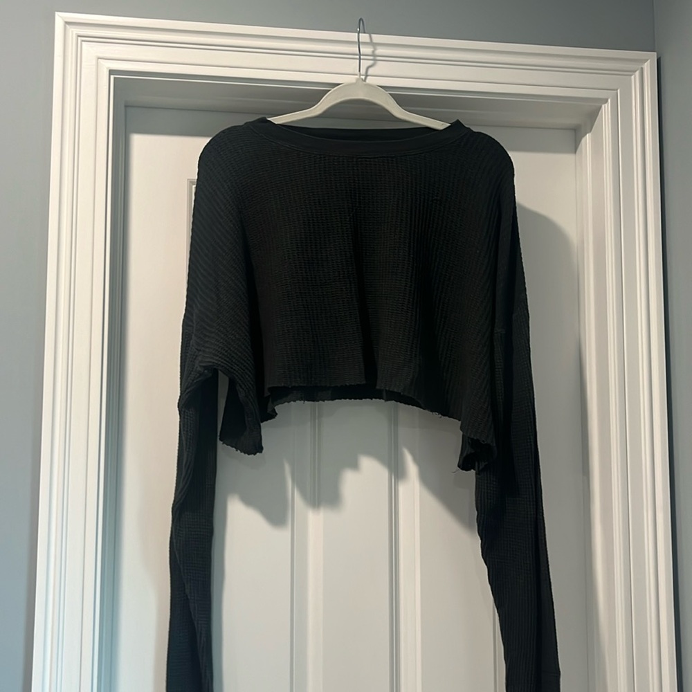 Brandy Distressed Hem Waffle Crop